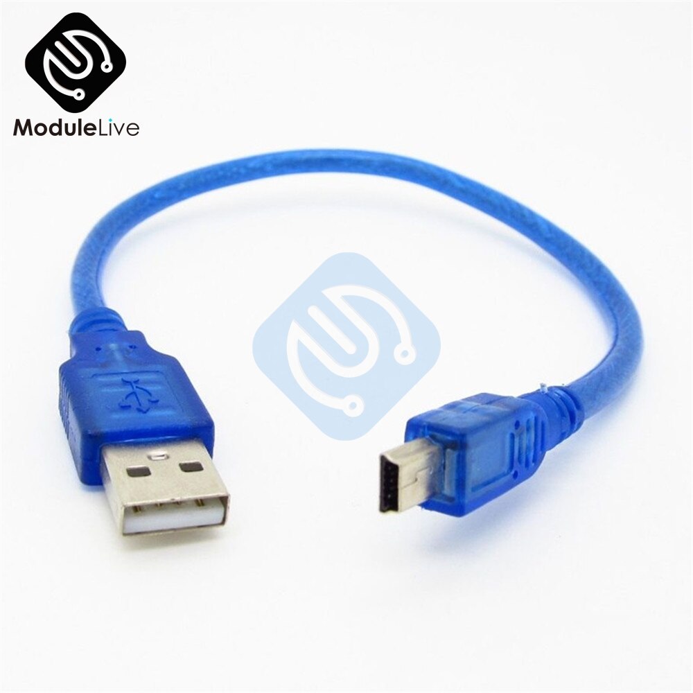 30cm USB 2.0 A Male To Mini B 5pin Male PC Data Cable Cord Leads for Arduino MCU Nano 3.0 Pro Also for Old Mobile Phone