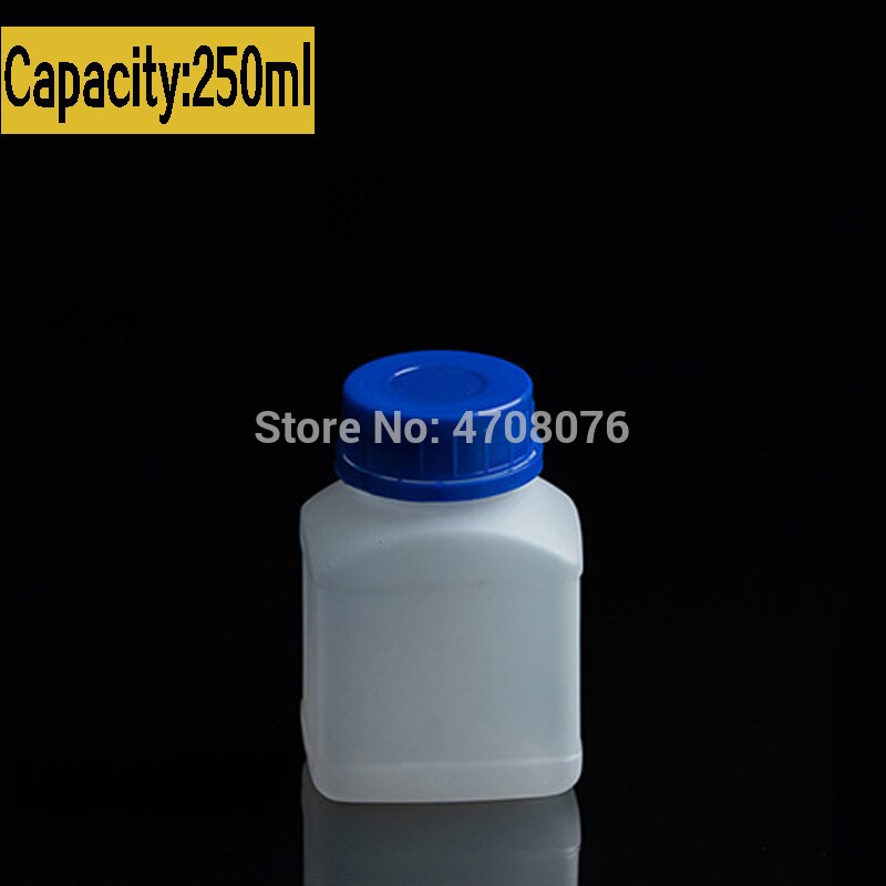 250ml 10pcs/pack PE lab theftproof reagent bottle with scale Plastic sample bottle with screw cap square shape for chemical test