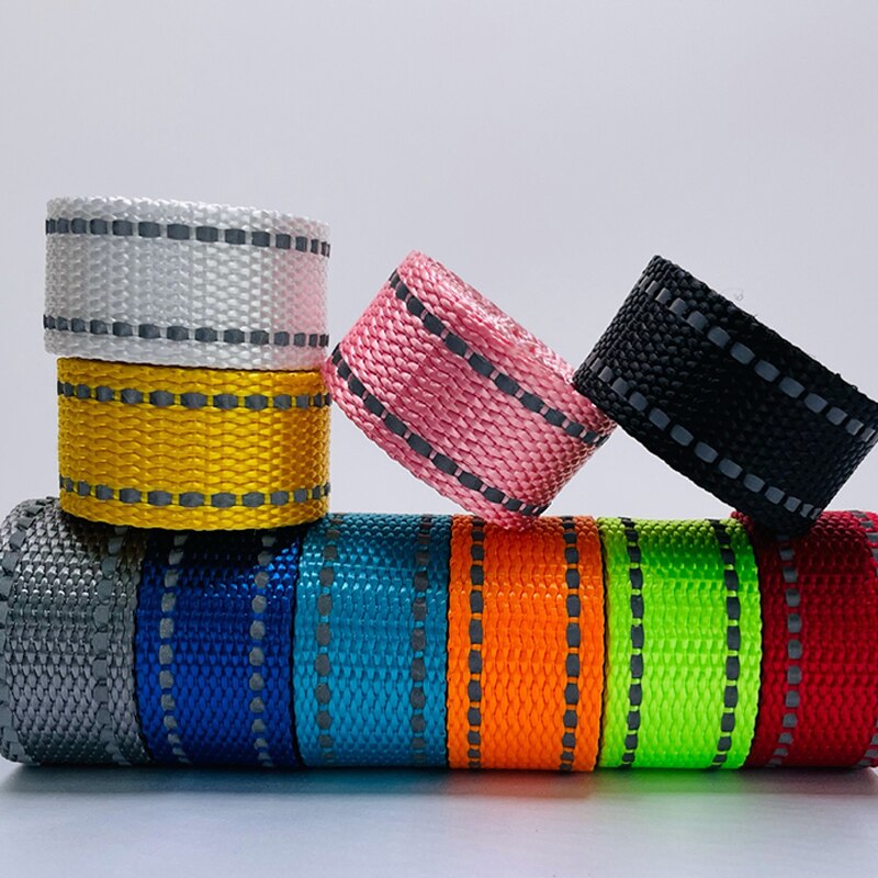 50 Yards 25Mm Reflecterende Singels Naaien Accessoires Rugzak Strapping Riem 1Mm Dikte Huisdier Kraag Diy Polyester Tape