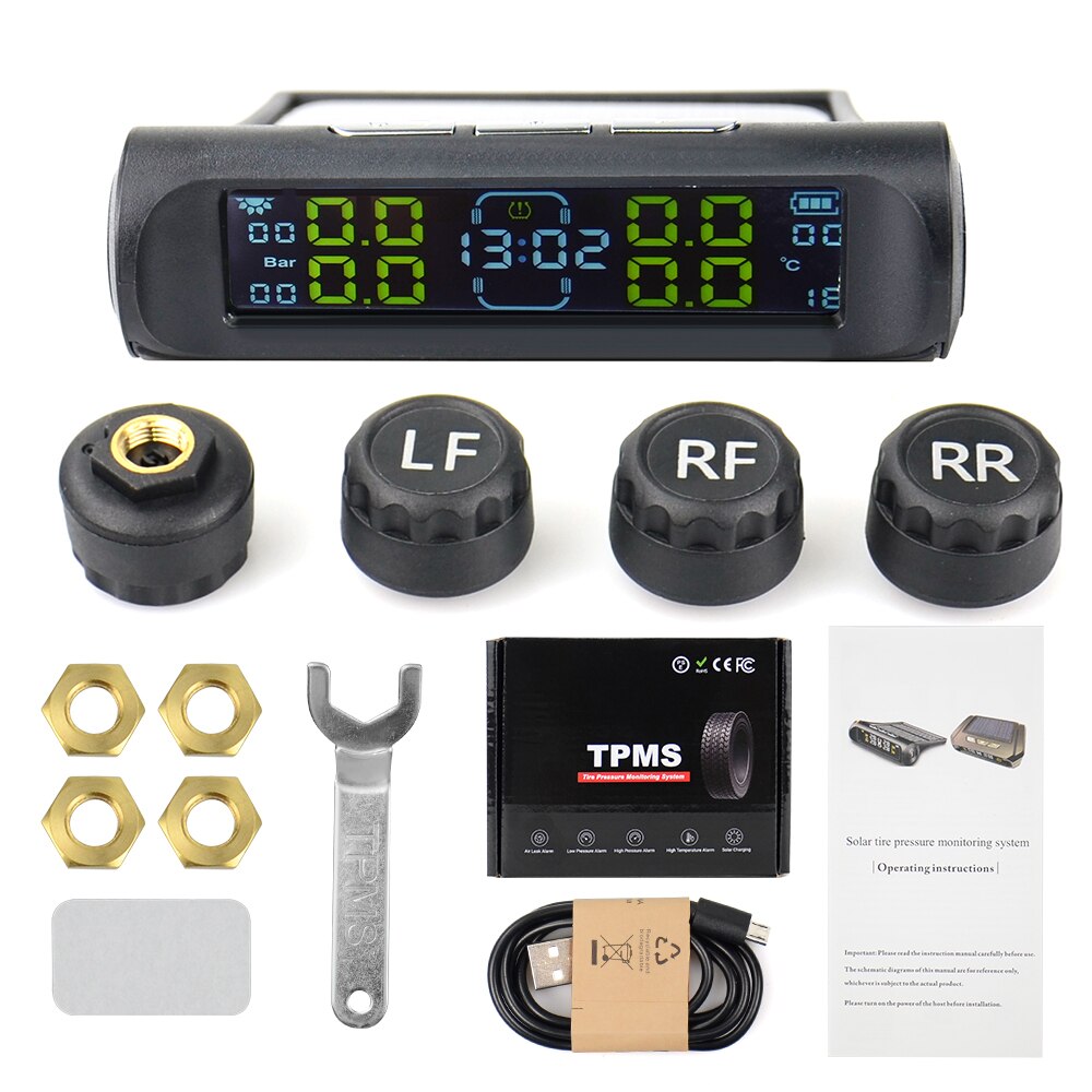 2022 Car TPMS Tire Pressure Alarm Monitor System Internal / External Tire Temperature Sensor Wireless Pressure Sensor