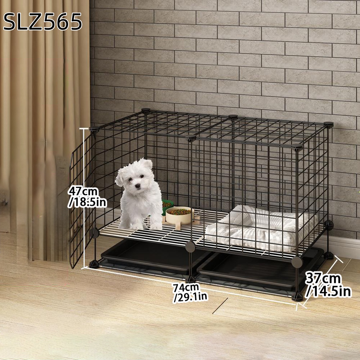 Hundebur for små og mellomstore hunder innendørs med toalettseparert kennel villa corgi teddy kjæledyrhundegjerde: Lilla