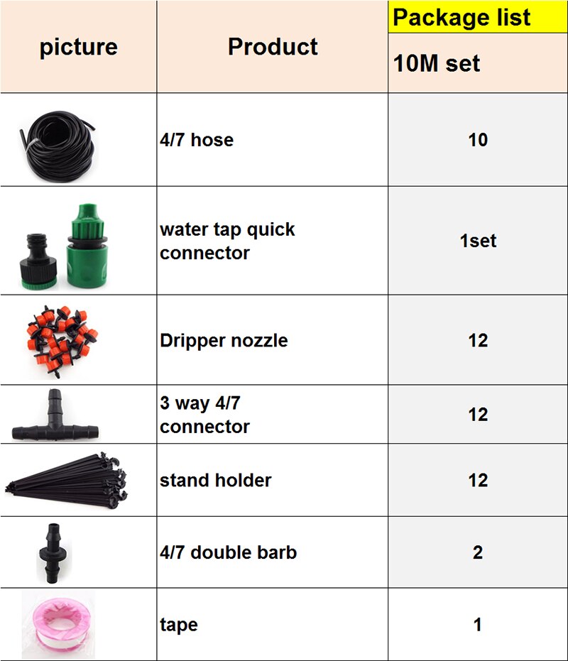 5-50M Garden watering Drip Irrigation Spray Nozzle Kit Micro sprinklers system 4/7mm hose plant veg Water irrigazione Set: 10M set