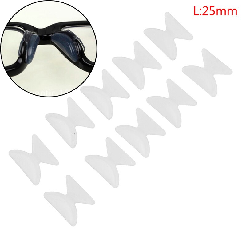 5Pairs/10Pcs Luchtkamer Siliconen Neus Pads Voor Bril Zwart Wit Anti-Slip Neus Pads Zachte eye Care Tools Voor Brillen: 25mm Transparent