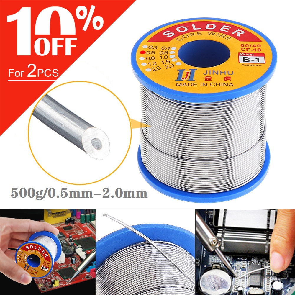 60/40 B-1 500g 0.5mm-2.0mm No-clean Rosin Core Solder Wires with 2.0% Flux and Low Melting Point for Electric Soldering Iron