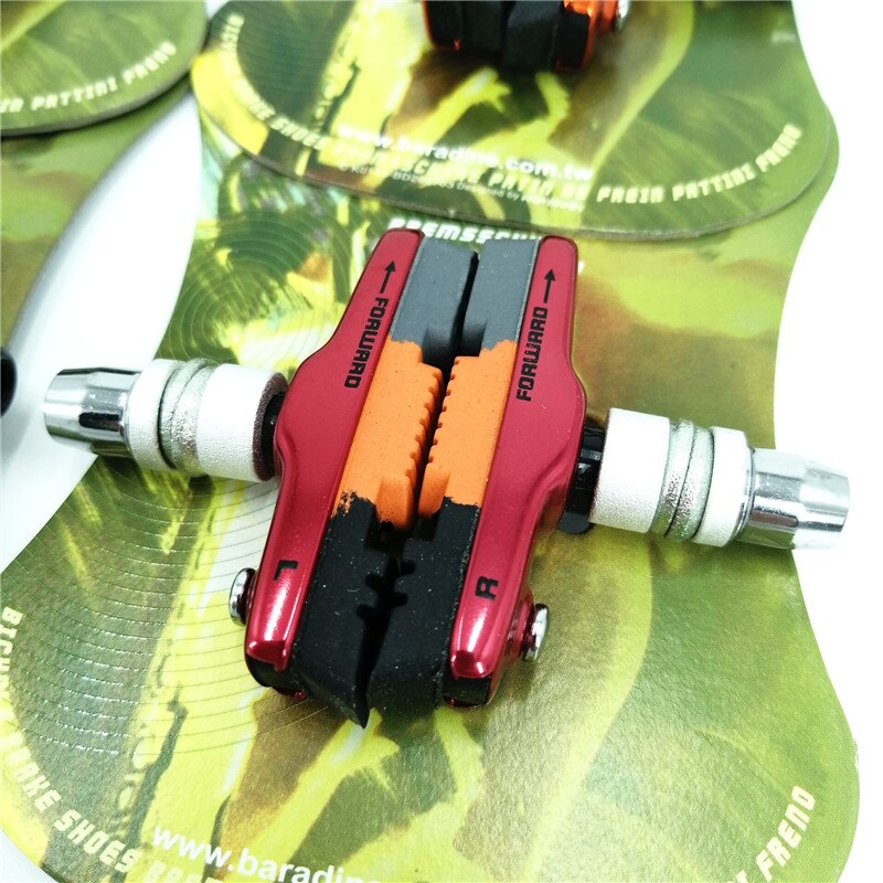 Folding Bike V Brake Caliper Shoe Set Brompton-Birdy Brake Shoe Bicycle V Brake Shoes: Red