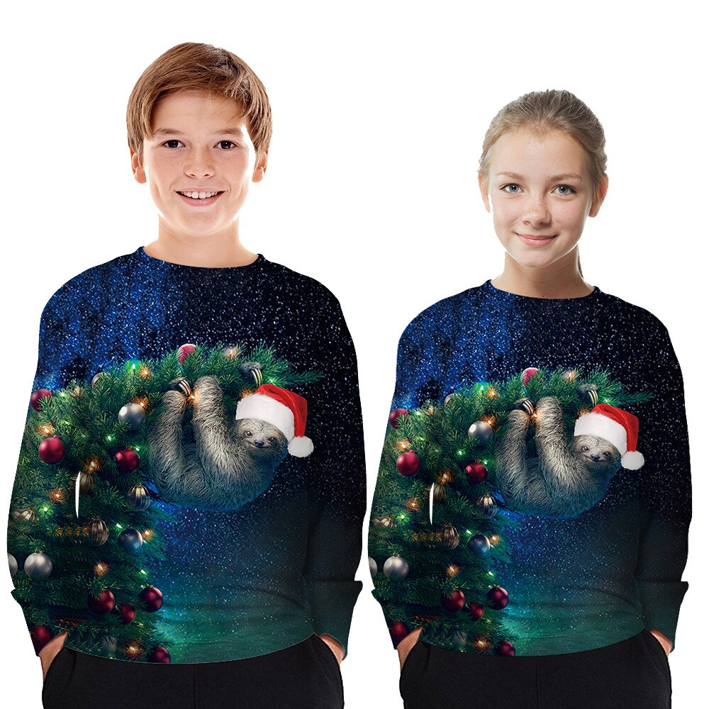 Outono inverno camisola das crianças menino meninas topos sportwear natal impresso pulôver crianças molduras soltas 4-14t roupa da criança