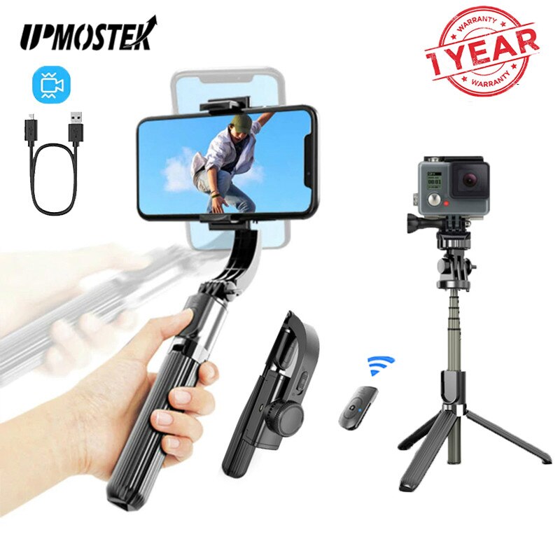 Upmostek L08 Selfie Stok Gimbal Stabilizer Statief Voor Telefoon Action Camera Met Bluetooth Afstandsbediening Voor Smartphone Gopro