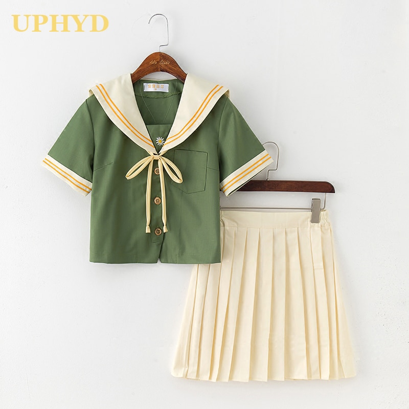 SchöNe Mädchen Grün Schuluniform Lolita Seemann Kleid Japanischen Koreanischen Studenten Bühne Leistung Seemann Uniformen