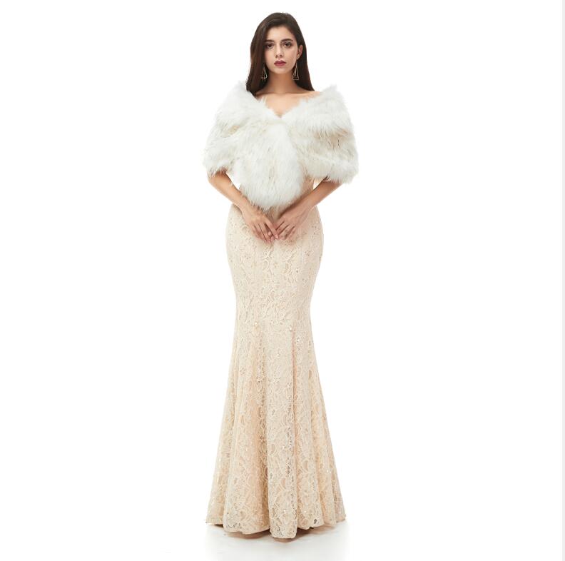JaneVini Women Shrugs Faux Fur Wraps Formal Winter Warm Bridal Cape Bolero Evening Wraps Wedding Stoles Accessories: Default Title
