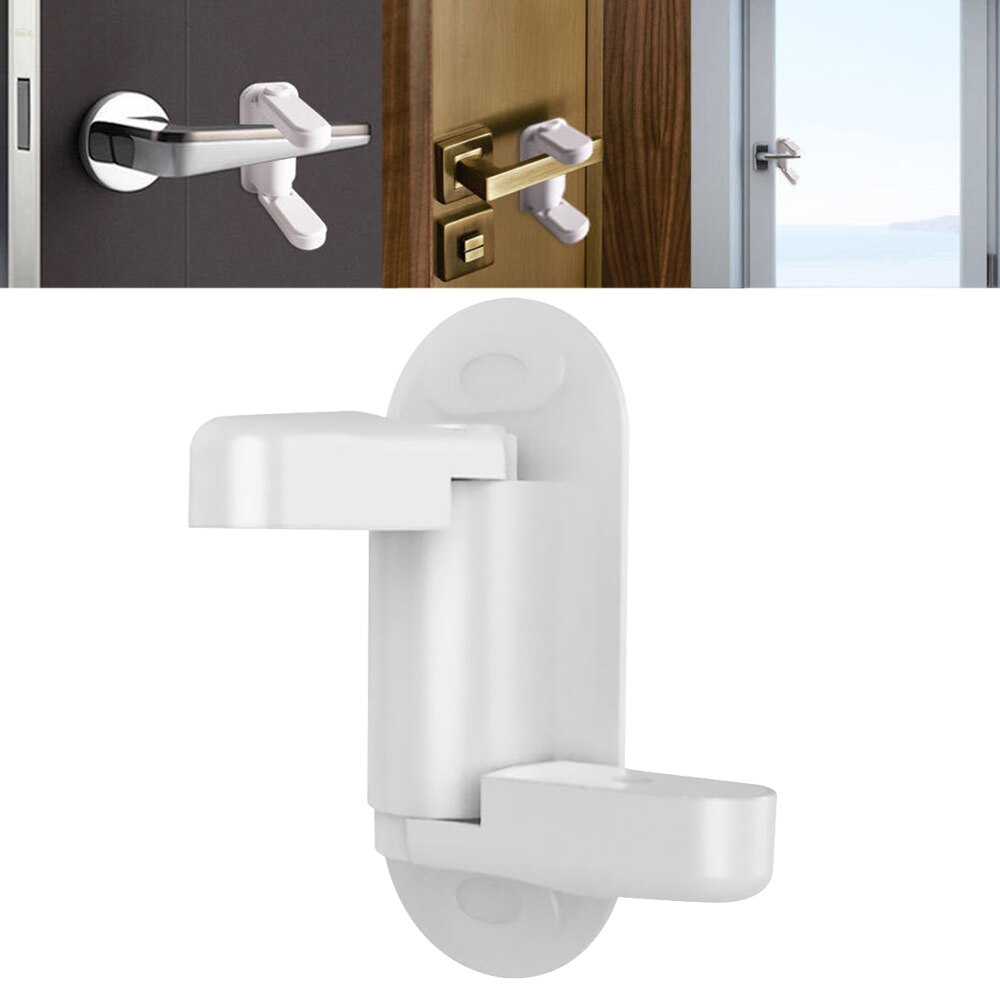 Plastic Kids Safety Door Lever Lock Protection Doors Handles Security Latch Baby door handle safety lock Practical Home Supplies