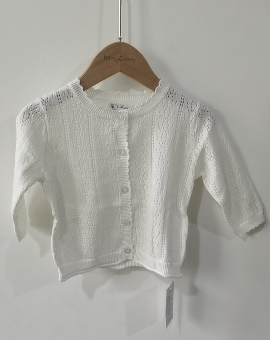 Zoete Ademend Katoen Zachte Pure Kleur Vest Jas Voor Uitloper Vest Voor Meisjes Lente Kinderen Truien Meisjes: WHITE / 24M
