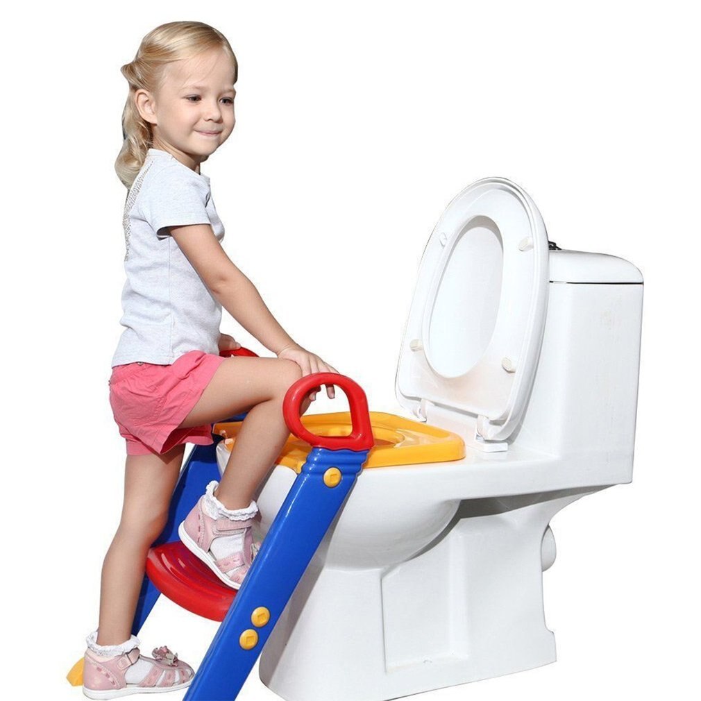 Lightweight Practical Children Baby Toddler Toilet Trainer Ladder Foldable Non-Slip Toilet Training Safety Seat Chair