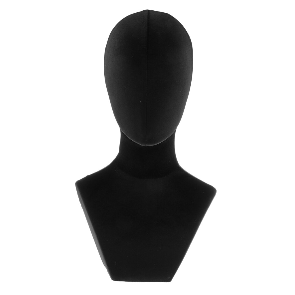 Modèle de tête en bois noir avec support-pour perruque, cheveux, chapeau, affichage, Mannequin de casque-velours