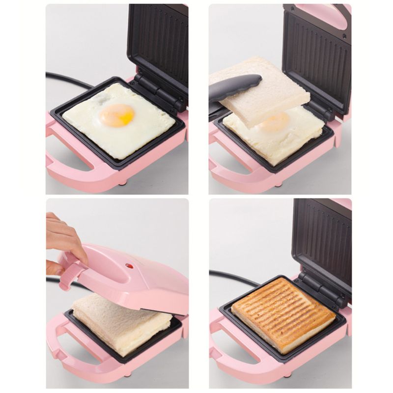 Bærbar elektrisk dobbelt vafler sandwichmaskine non-stick multifunktionel toast brød morgenmadsmaskine 220v u1je