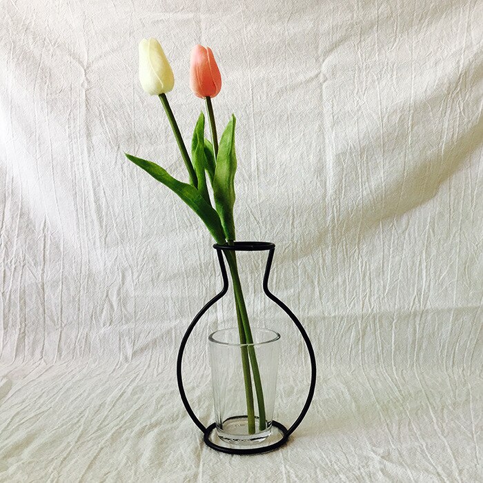 Retro järnlinje bord metall blommor vas solid växthållare moderna nordiska stilar minimalism heminredning järnbord blomvas: E