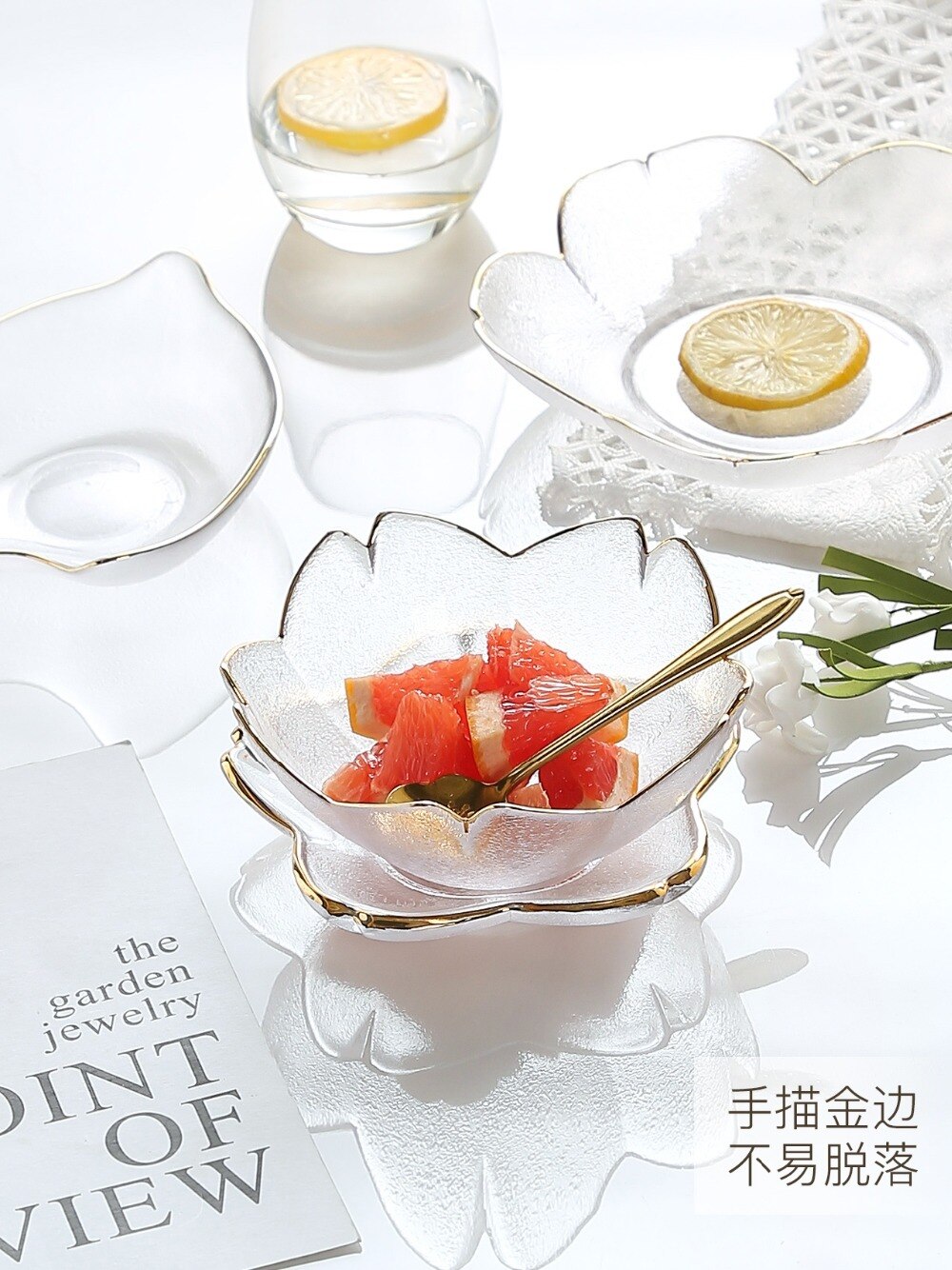 Cuenco de postre de Nido de Pájaro de phnum, cuenco de vidrio para el hogar , cuenco de ensalada de flor de cerezo japonés