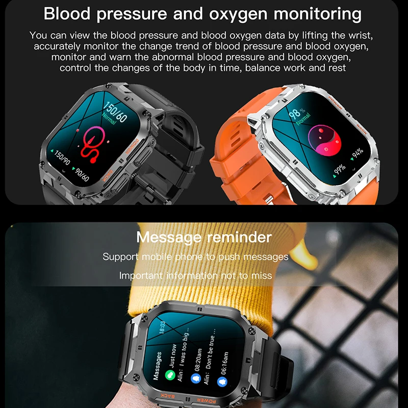 2025 Nuovo GEJIAN Intelligente 5.0 Chiamata Bluetooth Orologio da 1.96 pollici AMOLED Schermo Quadrato Monitoraggio della Frequenza Cardiaca del Sonno accorto guarda