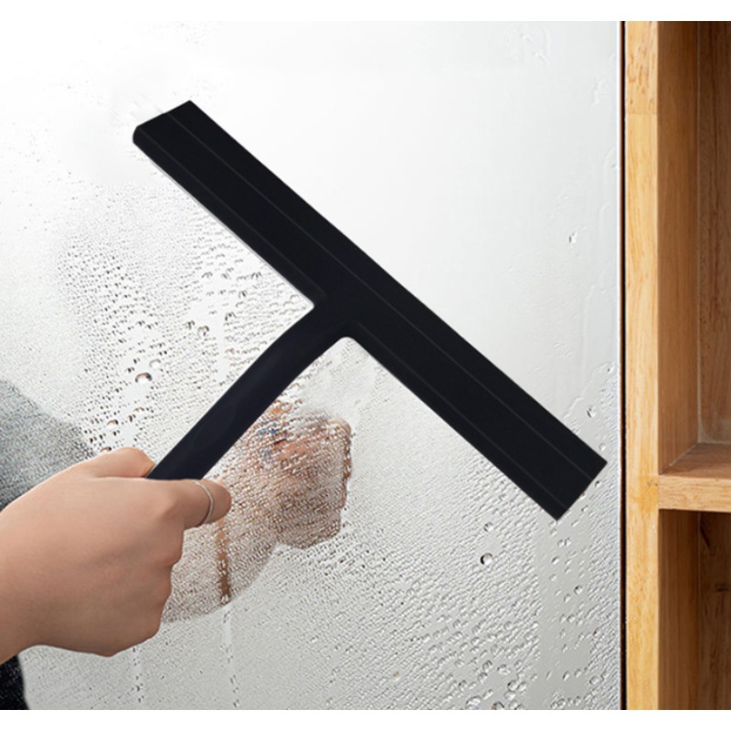 Shower Squeegee for Glass Door Wall Scraper Cleaner with Silicone Holder Bathroom Mirror Wiper Rubber Blade Water Remover Tool