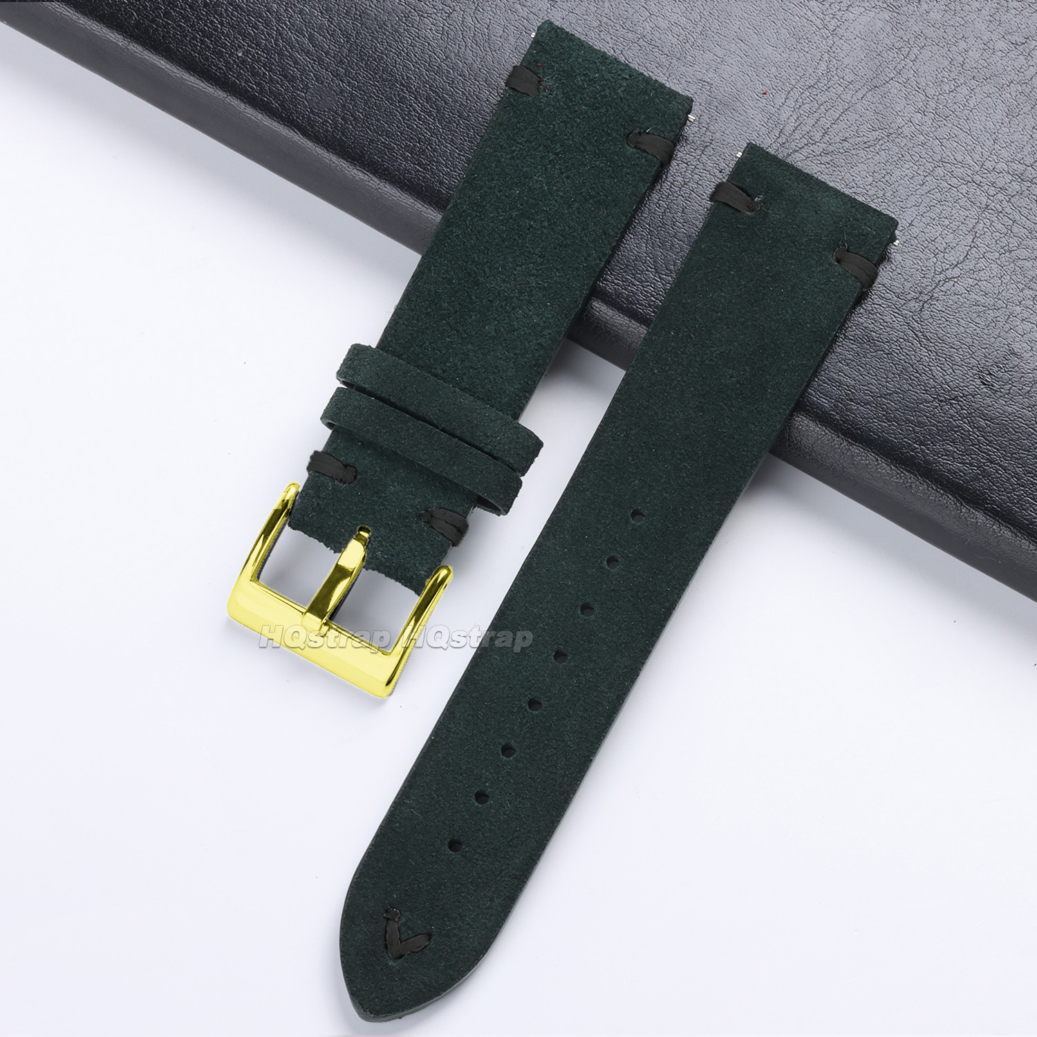 Guldspänne armband 18mm 20mm 22mm mocka läder vintage rem snabbkoppling klockarmband sportarmband tillbehör: Blå vit / 12mm