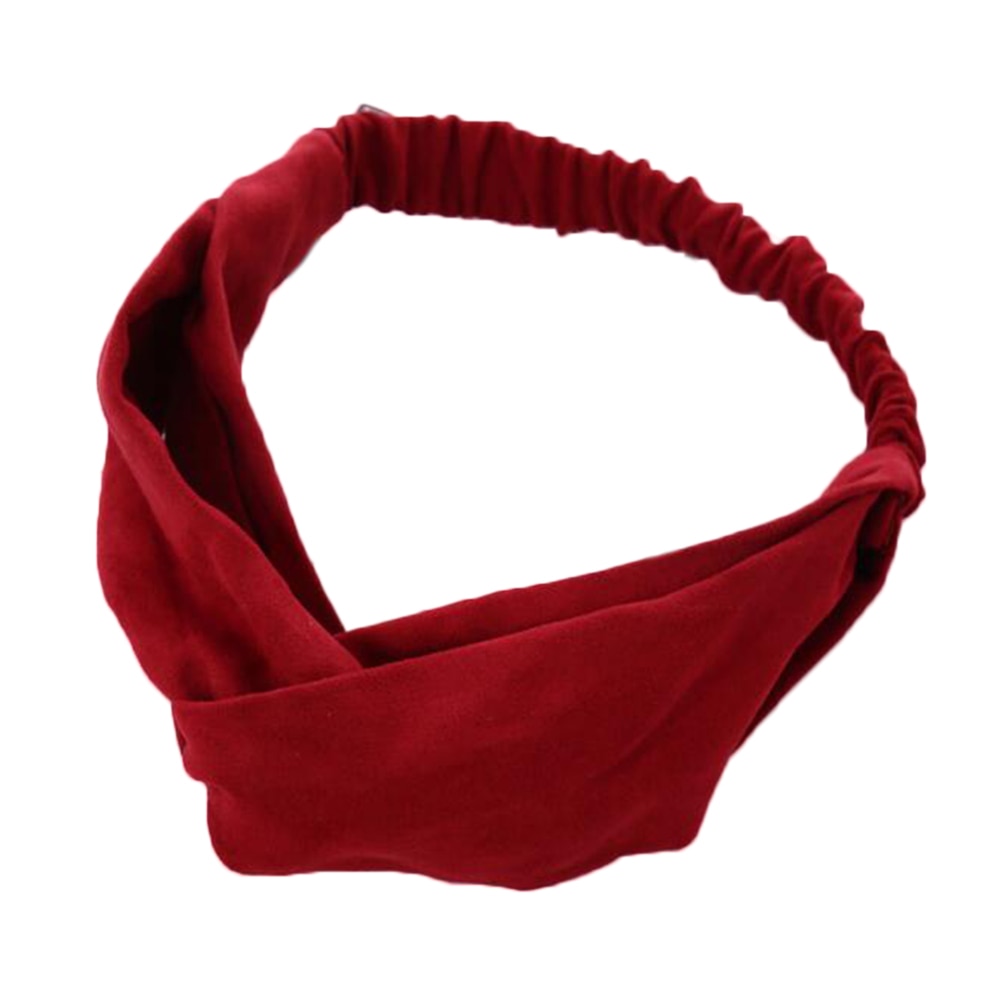 Bandeau élastique en daim pour femmes | Bandeau Vintage, nœud croisé, couleur unie rose rouge noir, pour filles, accessoires de cheveux