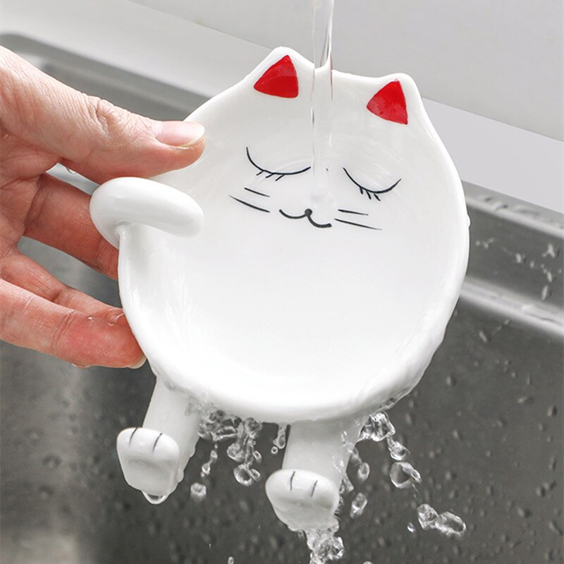1 Pc dessin animé chat Pot en céramique porte-couvercle cuisine Pan couverture support spatule cuillère baguettes support étagère porte-ustensile repose cuillère