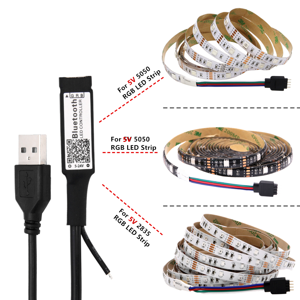 5V USB RGB LED Controller De Bluetooth Power Voor TV Backlight led strip RGB 5050 2835 Controller Afstandsbediening Licht Thuis kleurrijke
