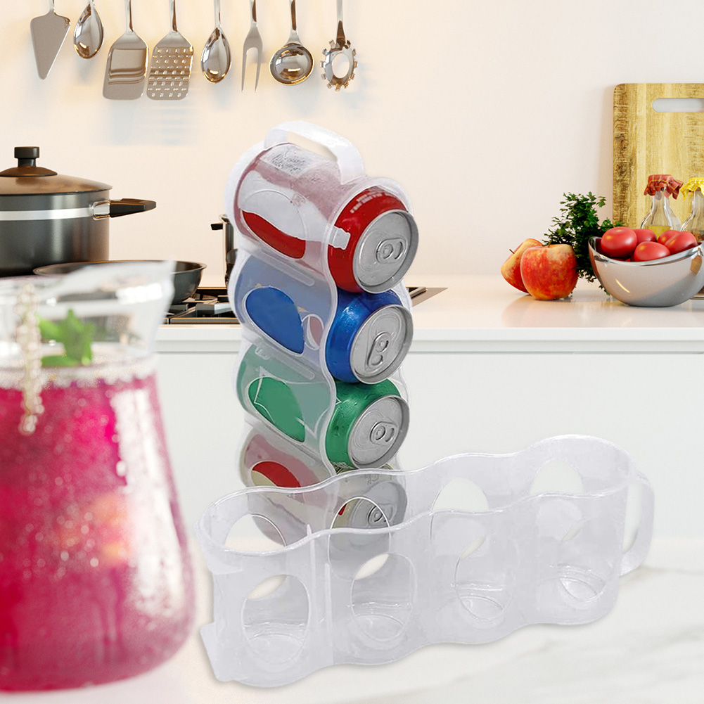 4 Holes Fridge Beer Soda Coke Sprite Drink Can Holder Refrigeration Kitchen Storage Box Accessories Rack Space-Saving Shelf