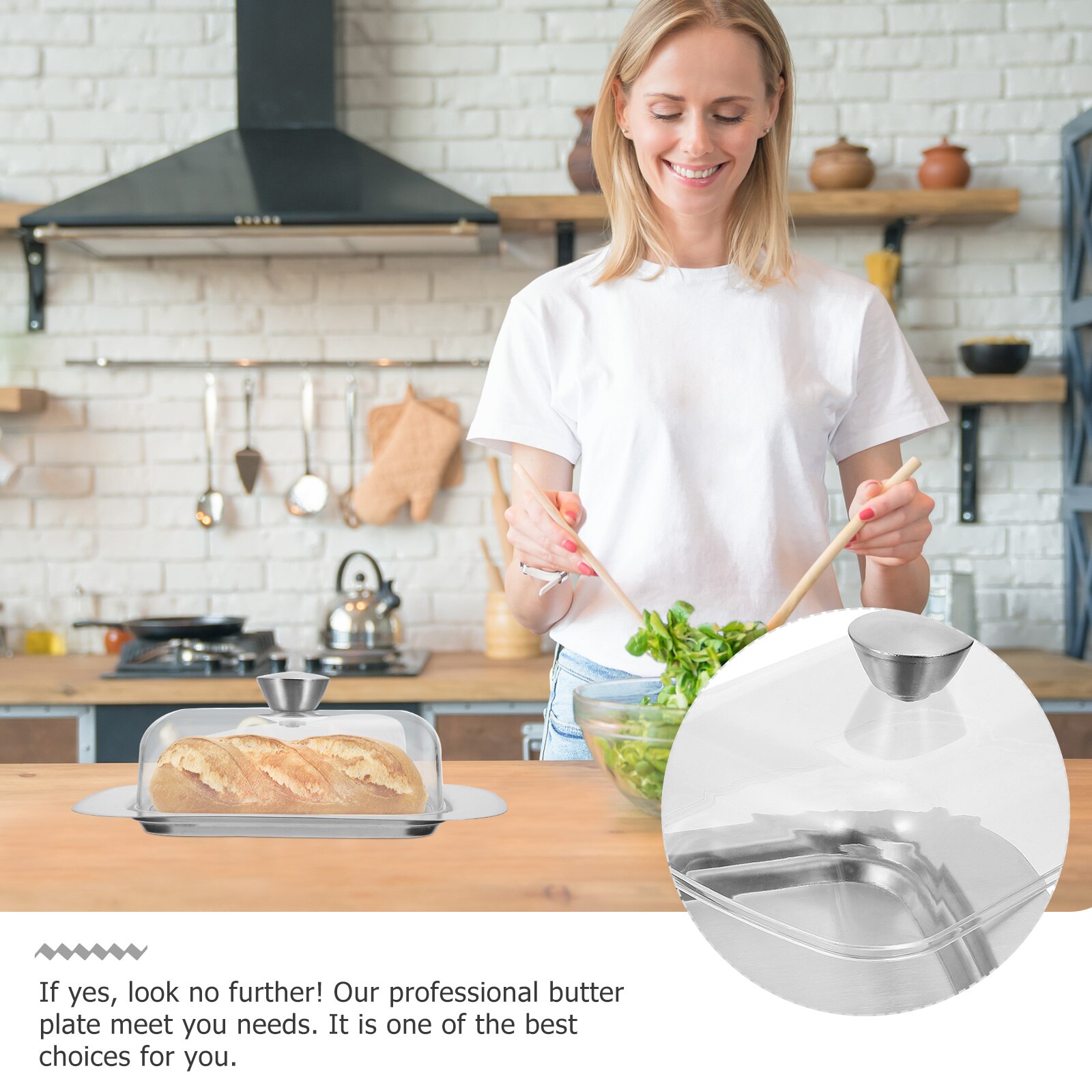 1pc Butter Dish with Cover Practical Clear Cheese Box Butter Keeper for Restaurant