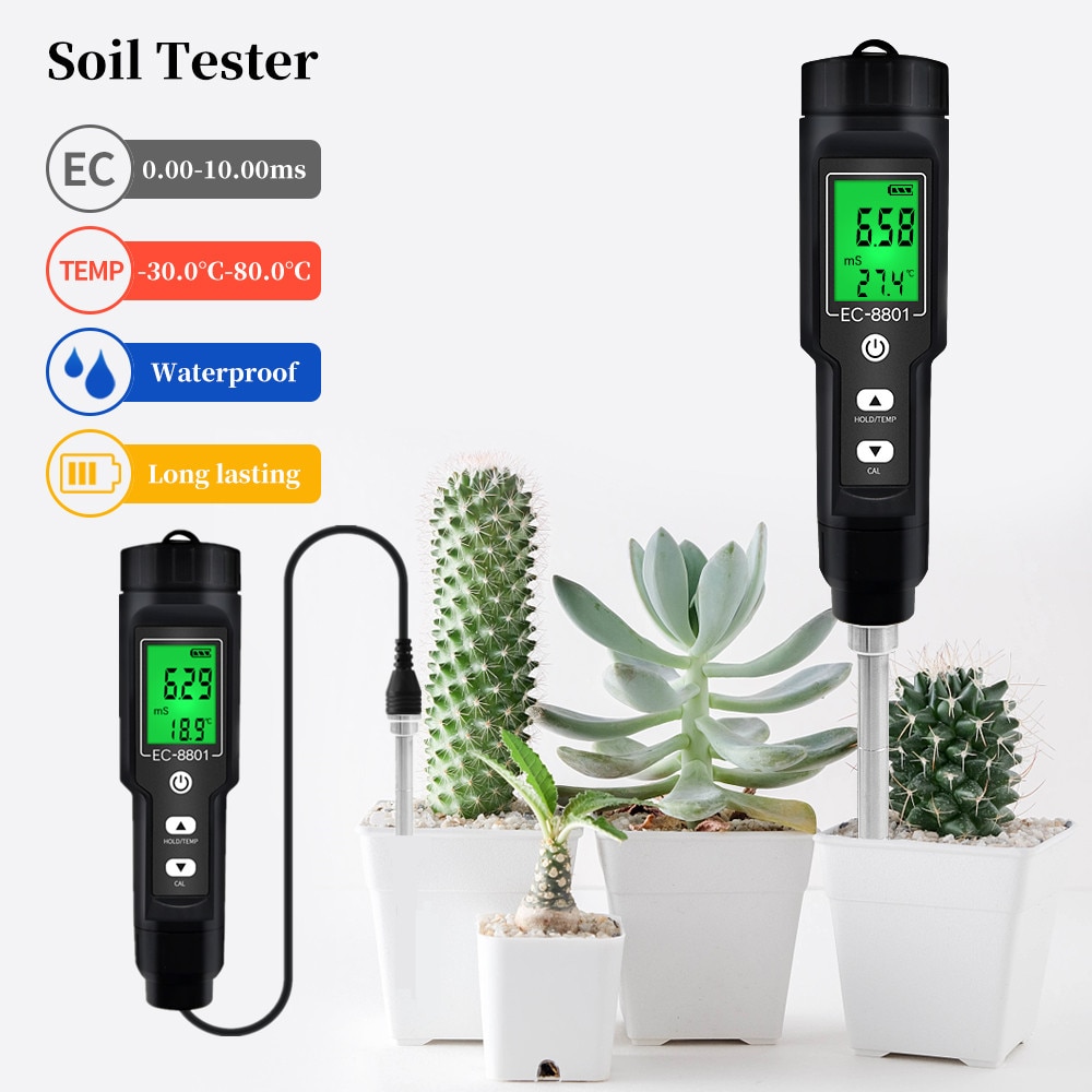 Medidor de Ph y humedad del suelo, medidor EC para el suelo, TDS CF, luz solar, humedad, jardín, Sensor de humedad del suelo opcional