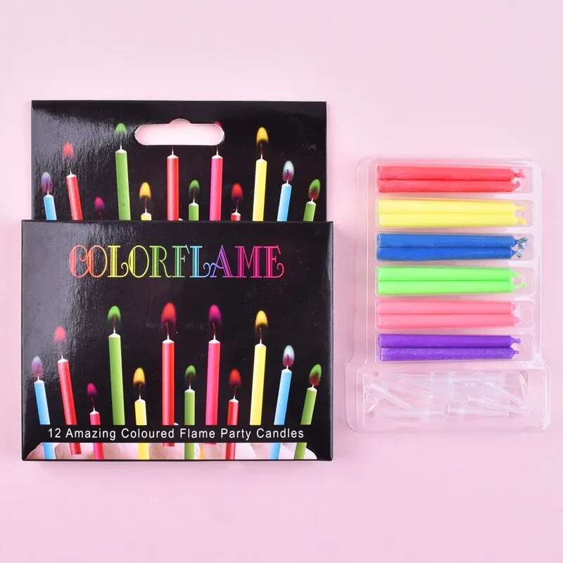 Velas coloridas para decoração, velas coloridas, chamas seguras, suprimentos para festas de aniversário, casamento e sobremesa, velas de bolo, 6 PCs, 12PCs: Uva