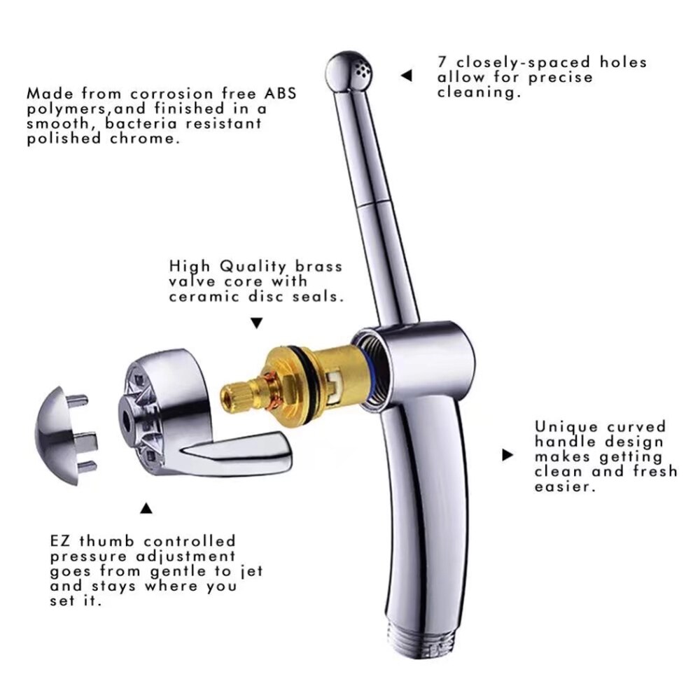 Bidet Doek Luier Sproeier, Hand Held Bidet Sproeier Set, Abs Luier Sproeier Voor Wc, , in Chroom.
