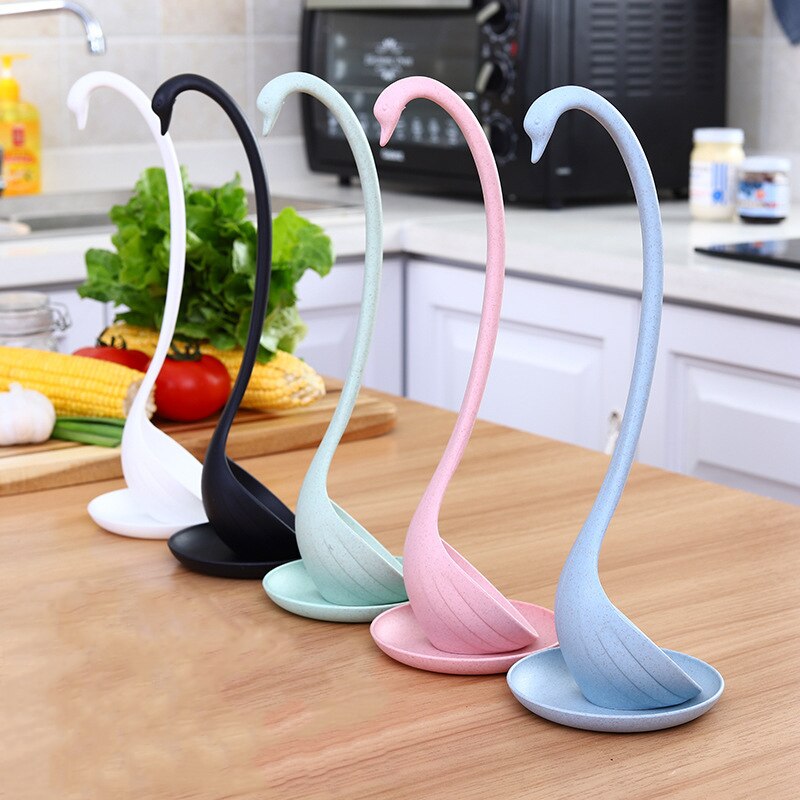 Melon Creatived Multifunction Long Handle Swan Spoon Soup Wheat Straw Tableware Dinnerware Kitchen Tools