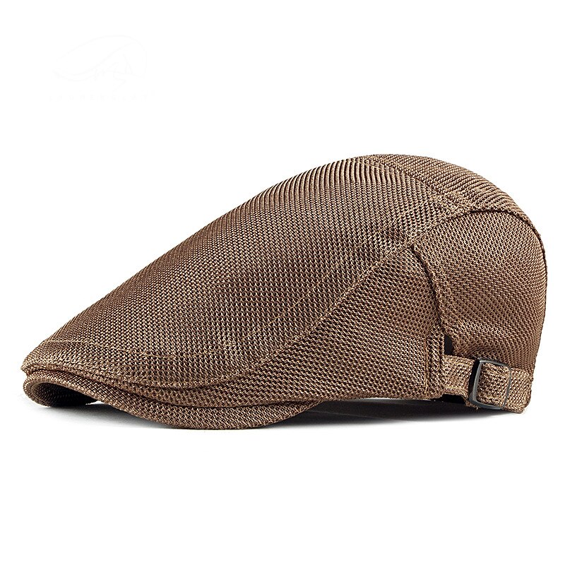 FS Summer Spring Men's Cap Ultra-thin Breathable Berets For Men Women Women's Flat Caps Beret Ladies Couple Hat: Dark Khaki
