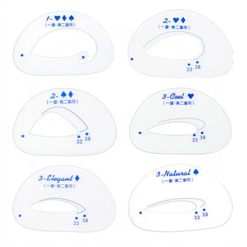 6Pcs Oogschaduw Model Eyeliner Grooming Shaping Assistent Template Stencil Card