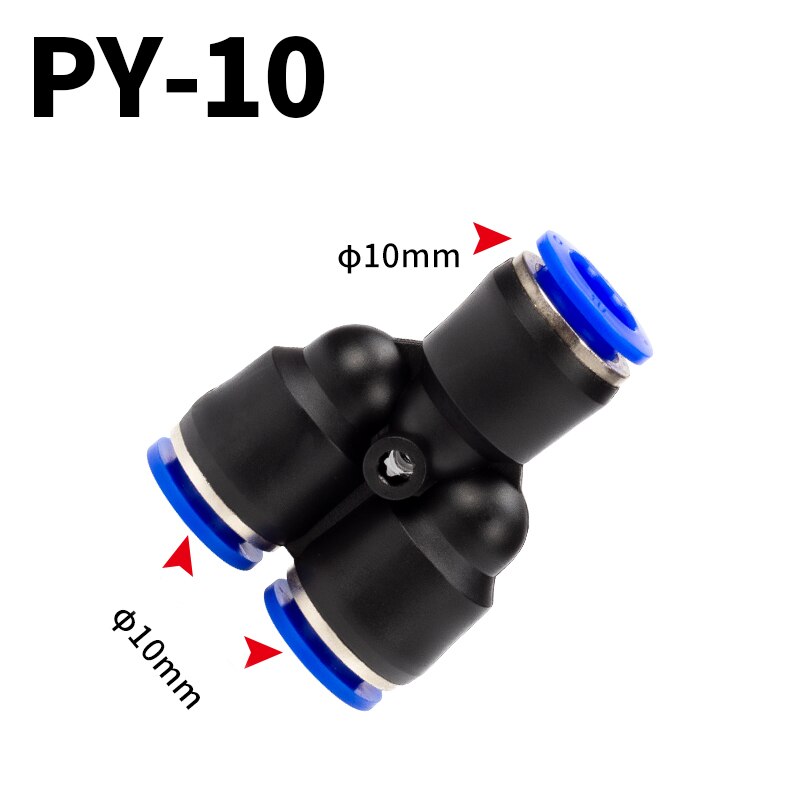 Pipe Fittings Plastic Pneumatic Connector Fitting Quick Push For Air Water Connecting PY PW Connect 4 6mm 8mm 10mm 12mm Y Shape: black