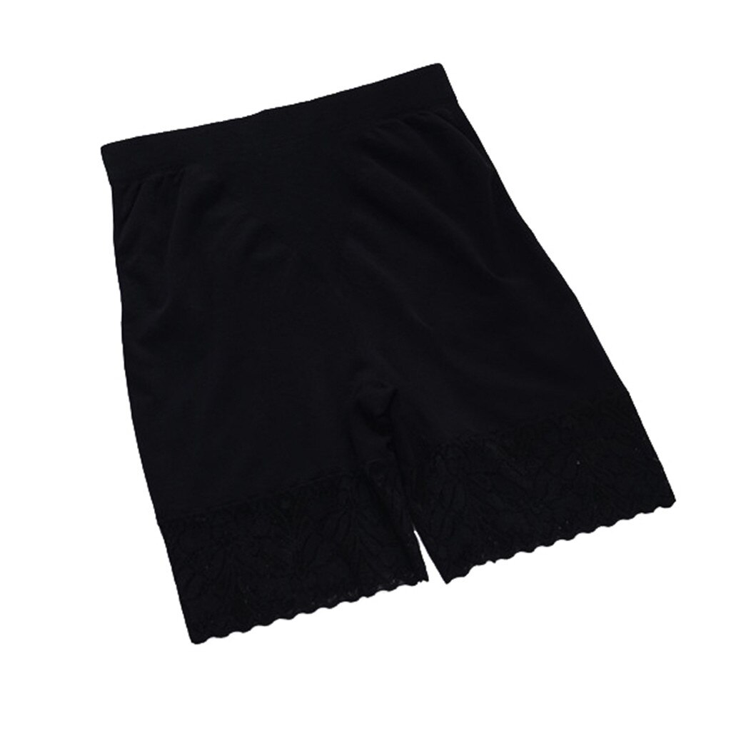 Encaje 28cm largo Braga pantalón de protección bajo falda pantalones de seguridad corto dentelle calzoncillos de encaje banda elástica mutande donna short: Black