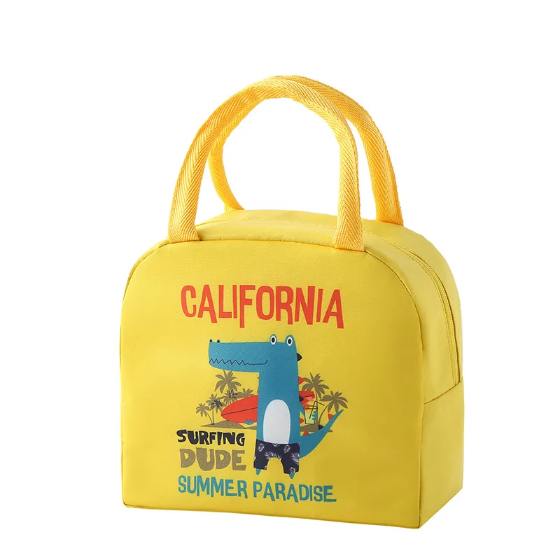 Cartoon Lunch Bag Portable Insulated Thermal Lunch Box Picnic Supplies Bags Milk Bottle For Women Girl Kids Children: green