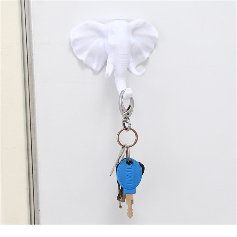 Wandhanger olifantenkop model haak wanddecoratie hanger zuignap woonkamer slaapkamer jas sleutelhaak: Wit