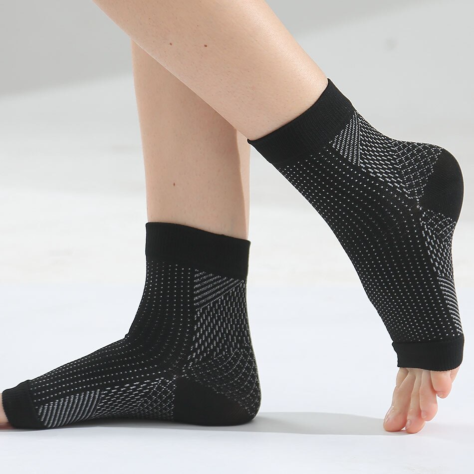 Elastische Kompression Sport Schutz Basketball FußBall Knöchel Unterstützung Klammer Schutz Atmungsaktiv Fitnessstudio Ausbildung Knöchel Schutz Socken: Schwarzes / XL