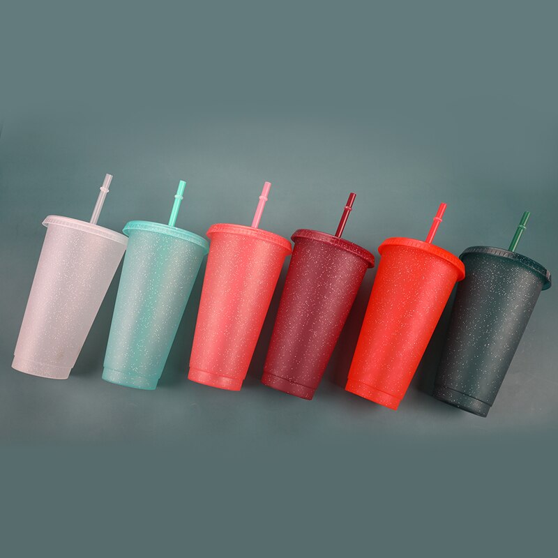 Water Cup Sequined Glitter Straw Cup Plastic Multi-Specification Straw Coffee Mug Comfortable Straw Personality
