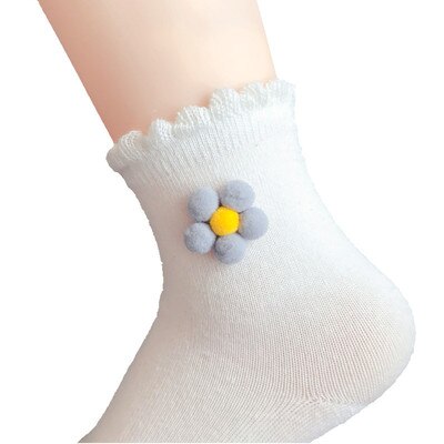 Lolita japonaise Kawaii chaussettes Lolis douces tournesol chaussette courte vague coton chaussette femmes Cos Lolitas bas 1 paire chaussette: white