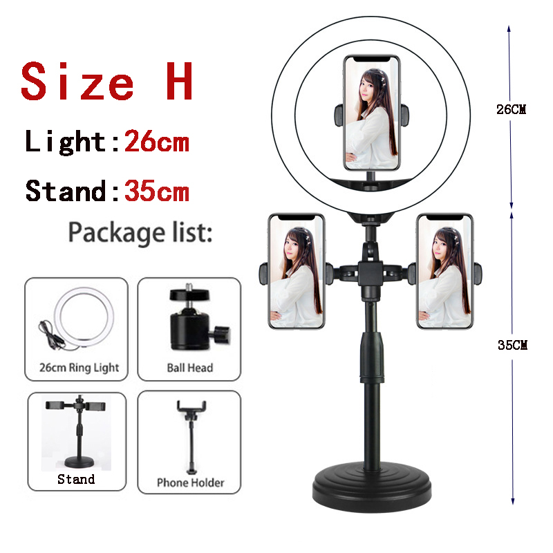 10 Inch Led Ring Licht mit Stativ Felge Ringlight Selfie Foto Runde Ring Lampe Rechts Licht für Smartphone Fotografie Schießen: H