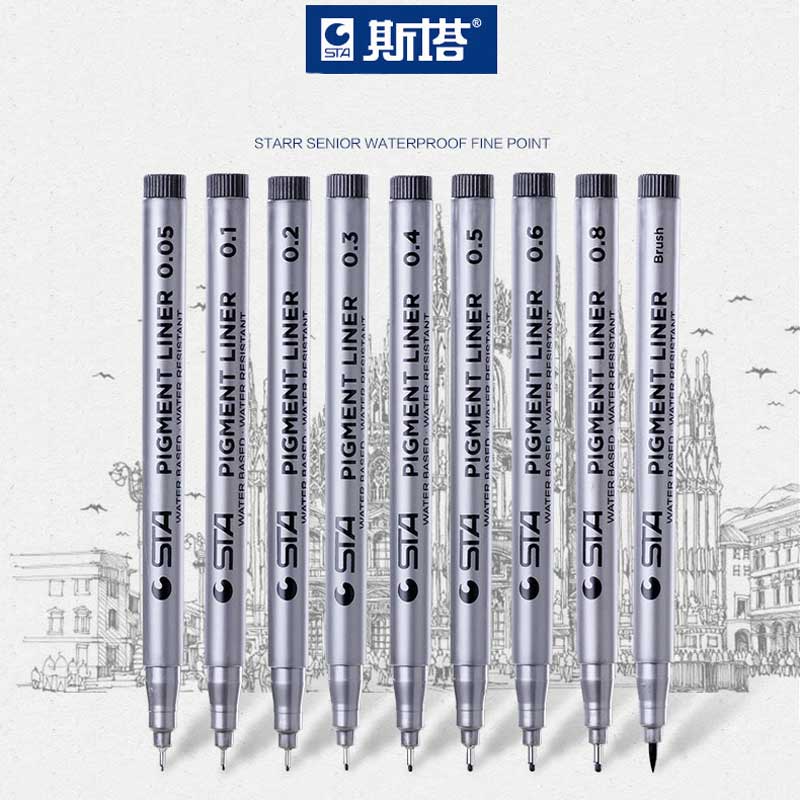 Waterproof STA Art Sketch comics Art Marker Pen Pigment Liner Water Based For Drawing Handwriting School office stationery