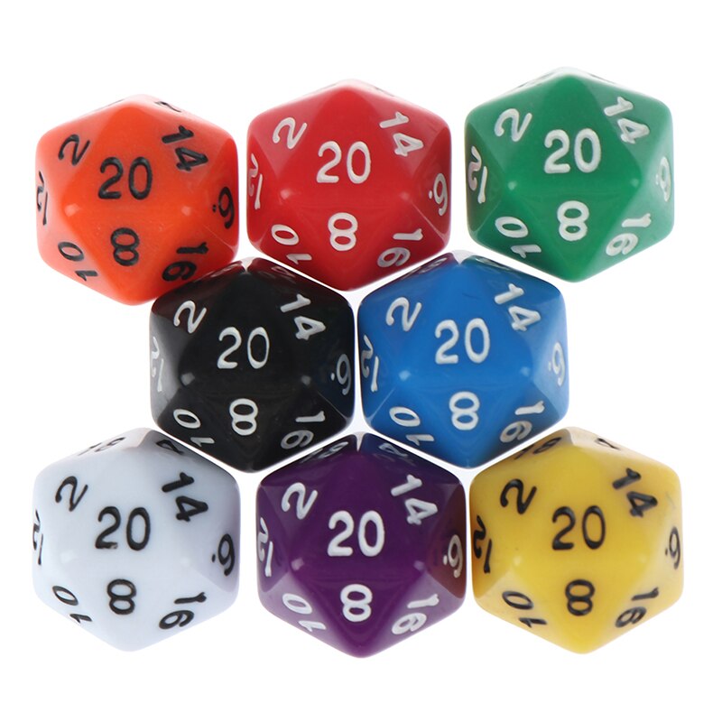 Dados d20 para jogo de tabuleiro, acessório para jogos de tabuleiro e jogos de mesa com 20 cores ricas, 1 peça dados digitais acrílicos,