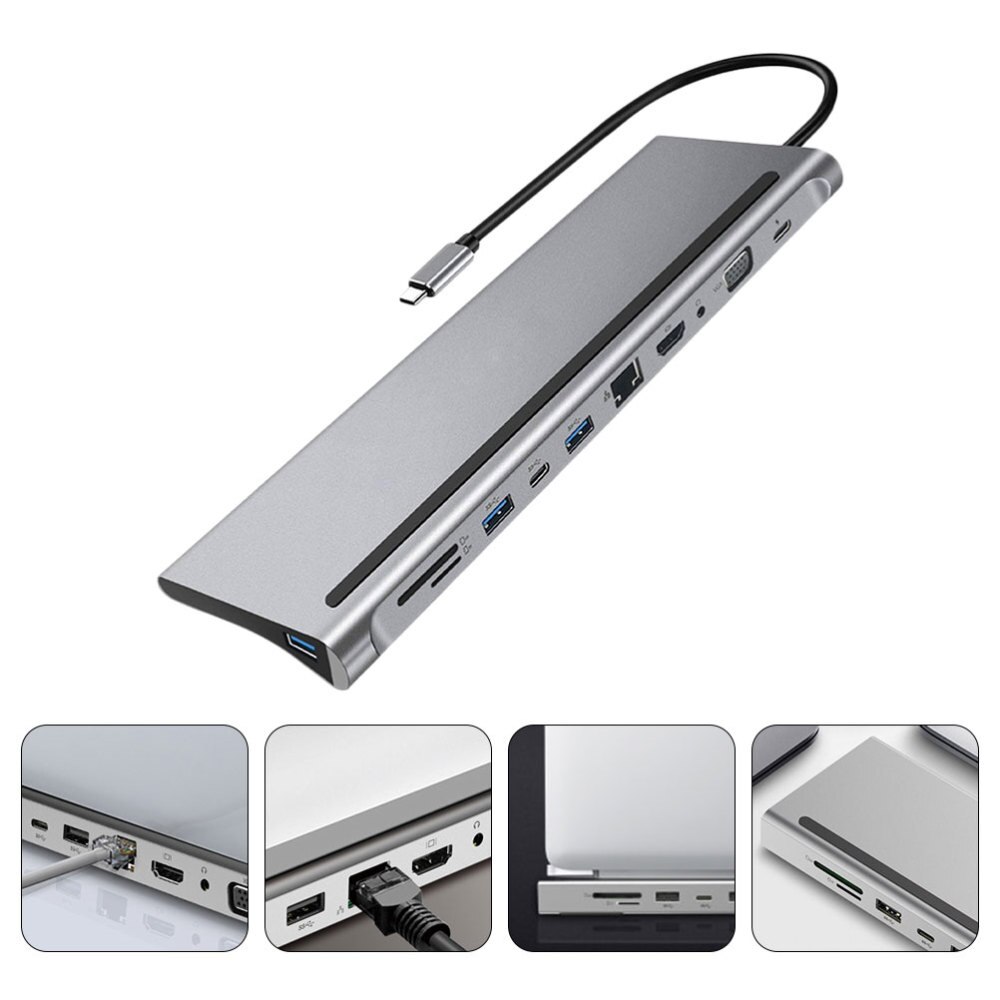 1pc USB Hub 11-in-1 Adapter Dongle mit Typ-C 87W PD Lade USB 3,0