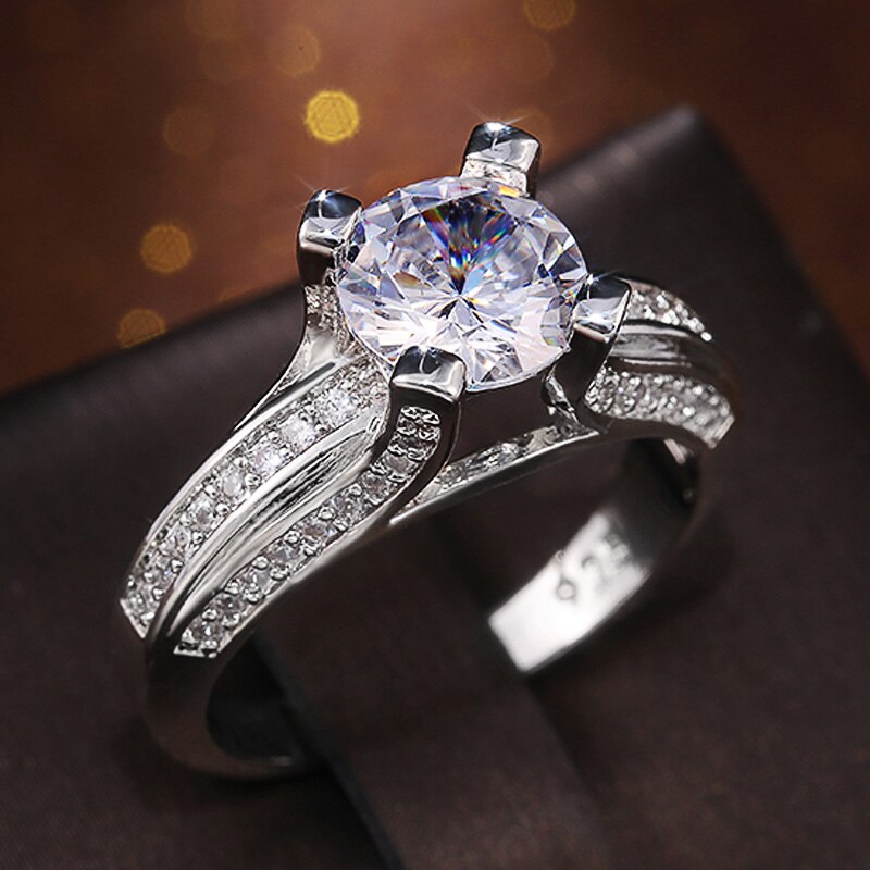 Huitan Classic Wedding & Engagement Jewelry Unique Style Promise Ring AAA Cubic Zirconia Luxurious Women Ring