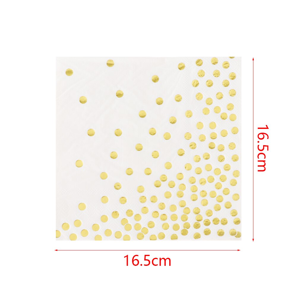 Lote de 20 unidades de servilletas de papel de aluminio dorado con topos, servilletas de papel para decoración de mesa para hogar, bodas, fiestas, restaurantes