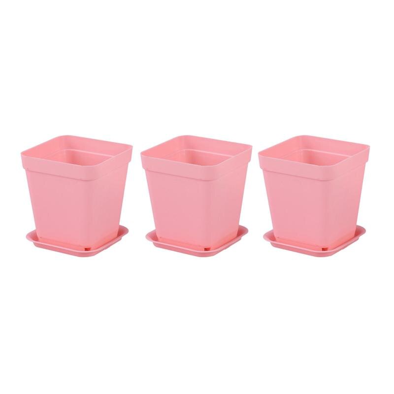 6 stk blomsterpotter planter planter potter potter til saftige planter (hver 3 of små lys, lyseblå bund): Lyserød