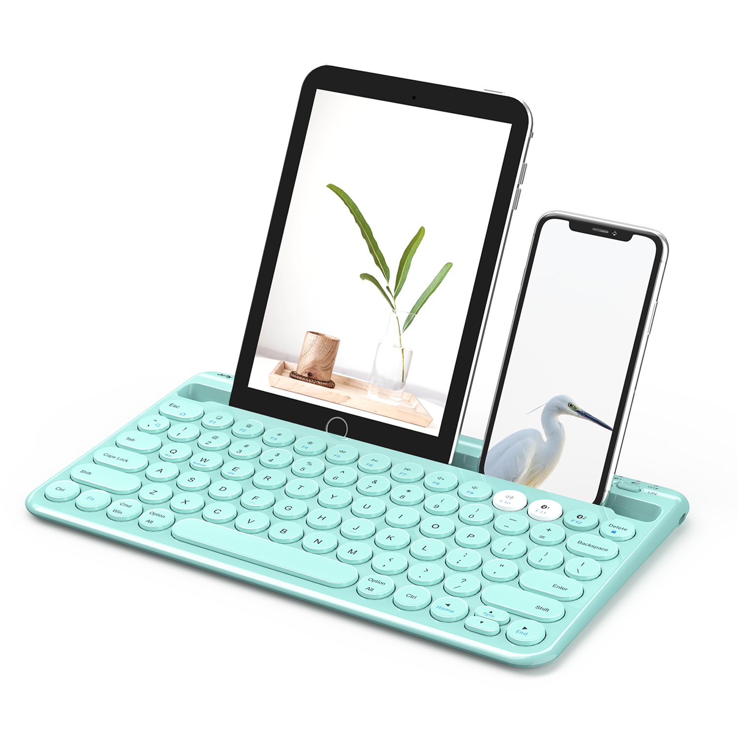 Jelly comb Bluetooth Keyboard Multi-Device Rechargeable Wireless Bluetooth Keyboard with Built-in Stand Slot Compatible: Default Title