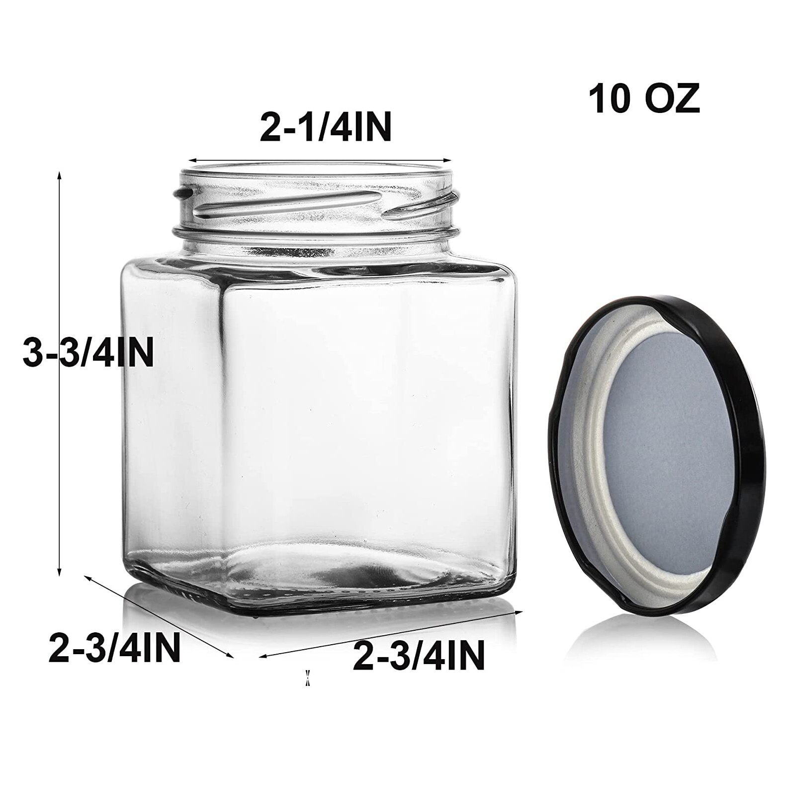 Kitchen Food Storage Containers Square Glass Jar With Black Airtight Lids Glass Mason Jar Canning Jars for Jam Honey